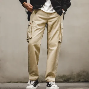 Maden Retro American Khaki Cone Work Pants Pure Cotton Zipper ket Casual Men's Long Trousers Straight Leg Workwear - AliExpress Pants