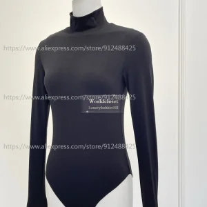 Women's Black Turtleneck Heart Cutout Back Long Sleeve Bodysuit Minimalist Casual Wear Size Runs Small - AliExpress Jumpsuits&Rompers