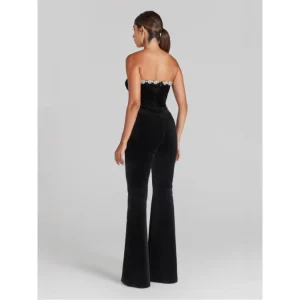 Elegant Draped Wide Leg Jumpsuit Women's High Waist Long Pants Luxury Sensation Diamond Embellished One-Piece Suit - AliExpress Jumpsuits&Rompers