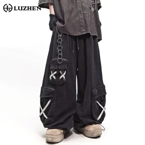 LUZHEN 2025 New Streetwear Loose Elastic Waist Cross Many Pockets Design Casual Pants Men Original High Quality Trousers JY3301 - AliExpress Pants