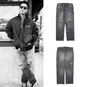 Retro Waed Canvas Pants Men's Straight Leg Casual Long Trousers Torn Sle Autumn Faion Brand Tagkita mid High Waist Cott... - AliExpress Pants