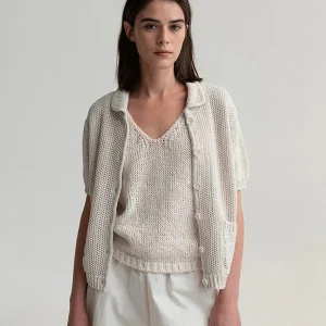 Korean Sle Casual Hollow out Knitted Cardigan Women's Loose Fit ort Sve  Collar Open Front Cotton Blend Outerwear - AliExpress Sweaters&Jumpers