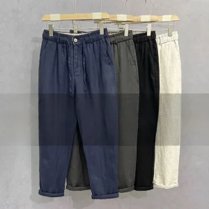 Loose Cotton Linen Men's Summer Casual Pants High Waist Wide Leg Breathable Nine Points Trousers plus Size Big Men Faion - AliExpress Pants