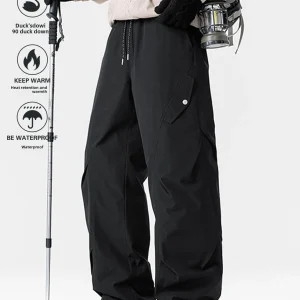 90 Du down Ski Pants Men's Outdoor Workwear Winter Ultra Cold Resistant Windproof Straight Leg Work Trousers Casual Faion - AliExpress Pants
