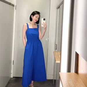 CS Sle High Waist Wide Leg Jumpsuit Casual Bal Strapl Rer Summer 2026 Women's Faion Cotton Blend Long Pants - AliExpress Jumpsuits&Rompers