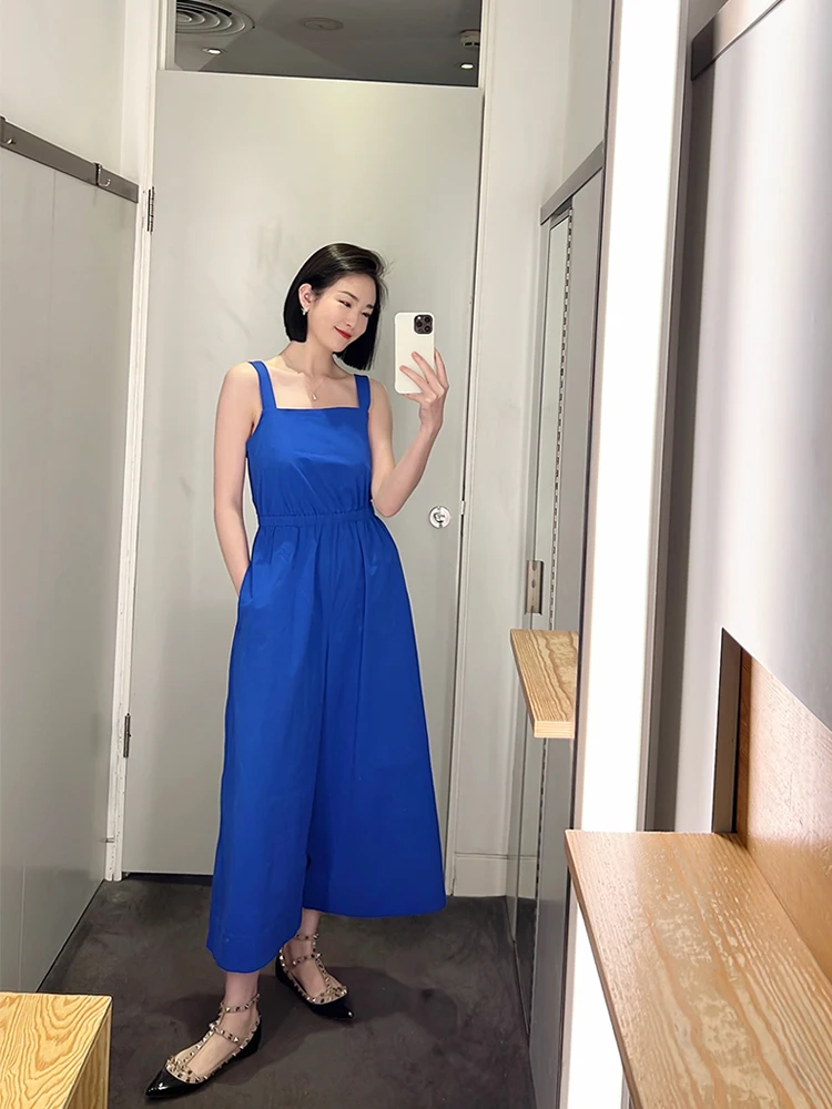 CS Sle High Waist Wide Leg Jumpsuit Casual Bal Strapl Rer Summer 2026 Women's Faion Cotton Blend Long Pants - AliExpress Jumpsuits&Rompers