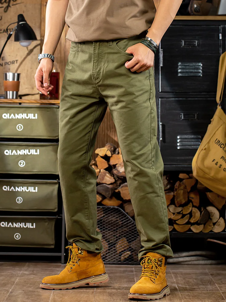American Retro Military een Casual Pants Men's Straight Leg Summer Loose Jeans Cotton 00% Faionable Urban Sle - AliExpress Pants