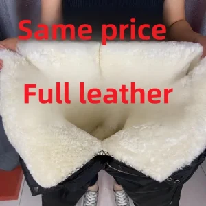 Winter Thickened Genuine Leather Wool Cotton Pants High Waist Sheepskin Men's Mid-Aged And Elderly Warmth-Friendly Business C... - AliExpress Pants