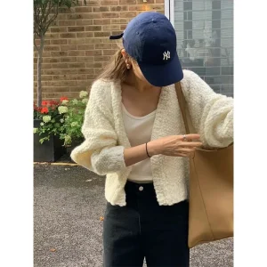 Retro Feel Dongda Gate 26 Autumn Gentle Particle Knit Handmade Thi Yarn Women's Open Cardigan Casual Sle Long Sve V-Ne - AliExpress Sweaters&Jumpers