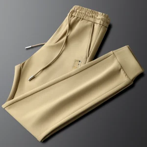 Cotton Khaki Men's Casual Pants Elastic Waist Slim Fit Sports Sweatpants Spring Autumn New Sle Elastic Cuffed - AliExpress Pants