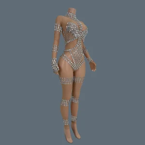 Women Sexy Transparent Playsuit Sparkly Crystals Rhinestones Mesh Strechy Jumpsuit Dance Costume Performance Stage Outfit Dunpai - AliExpress Jumpsuits&Rompers