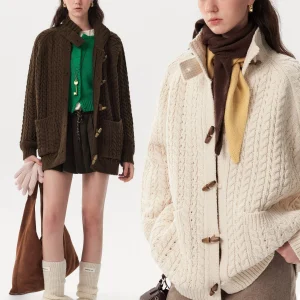 Thiened Handmade Knitted Sweater Coat Women's Autumn Winter Faion Retro Button Cardigan Warm Long Sve Pure Color Outer... - AliExpress Sweaters&Jumpers
