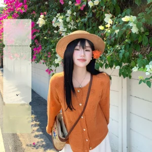 Moon Halved Fish【Gentle Mist】2026 Spring New Gentle Style Knitted Long Sleeve Women's Open Cardigan Outerwear Top - AliExpress Sweaters&Jumpers