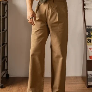 Pop Red Tornado HBT Officer's Trousers High Rise Wide Leg Pleated Pants Straight Fit - AliExpress Pants