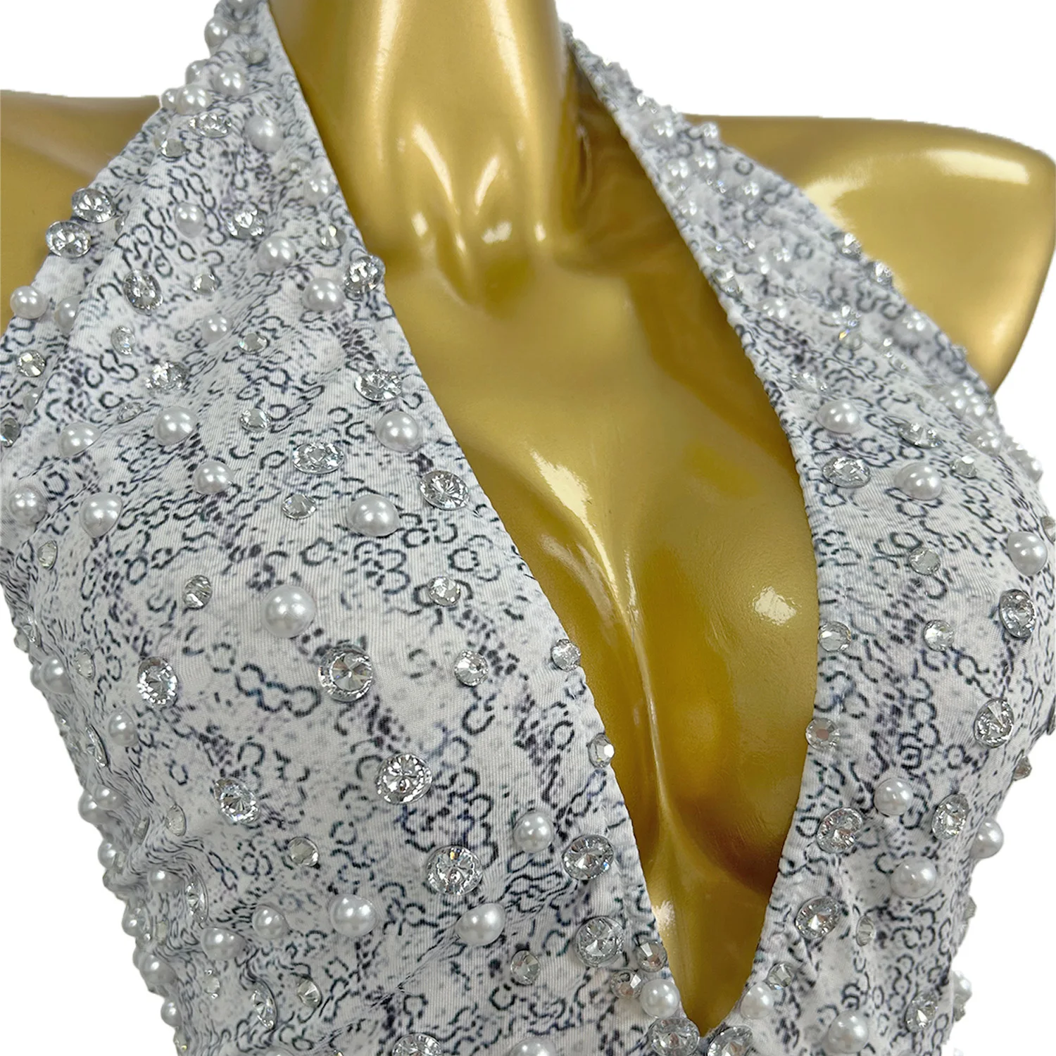 Sexy Spandex Crystals White Bodysuit Birthday Celebrate Party Evening Bar Stage Performance Outfit Deep V Neck Bodysuit Bingzhui - AliExpress Jumpsuits&Rompers