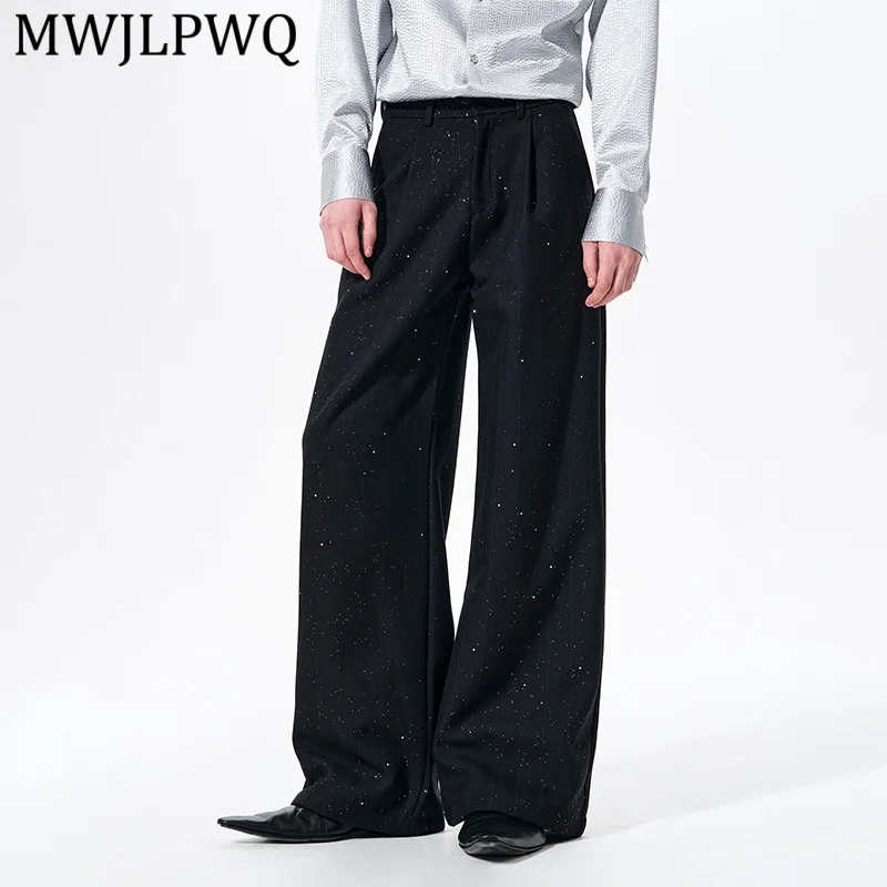 MWJLPWQ Vertical Striped High-End Suit Casual Pants Men's Starry Pattern Design Street Spring Loose-Fit Trousers Trendy 14236 - AliExpress Pants