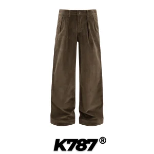 K787 American Sle High Waist Corduroy Casual Pants Loose Streetwear Men's Wide Leg Long Trousers Comfortable Casual Trousers - AliExpress Pants