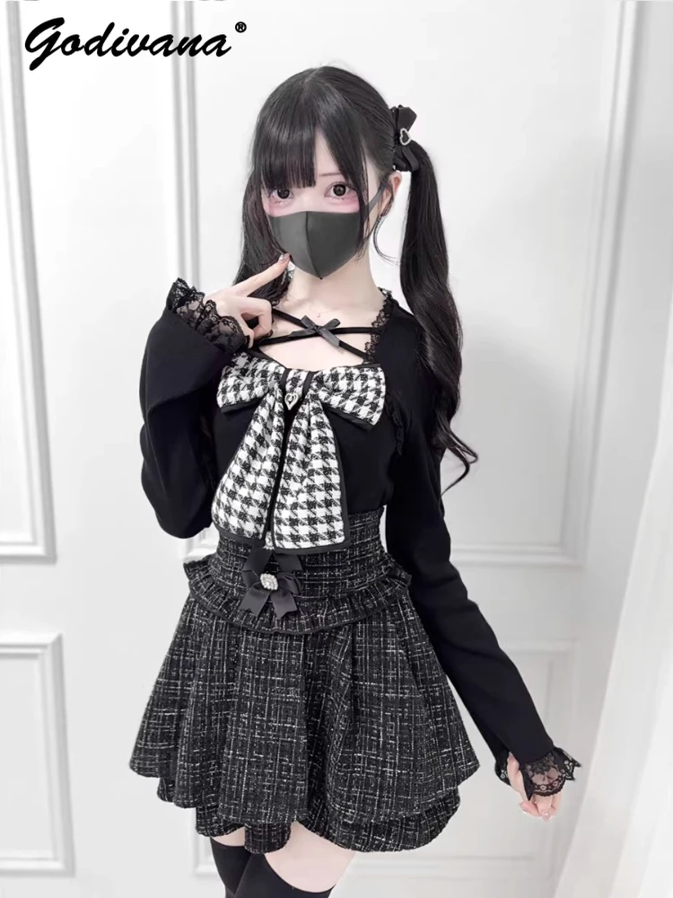 New Spring Women's Sweet Big Bow Decorative Long Sleeve Knitted Top Japanese Style Mass Production Lolita Pullover Sweaters - AliExpress Sweaters&Jumpers