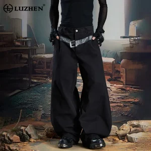 LUZHEN Personalized 3D Belt Printed Loose Wide Leg Casual Pants Men 2025 New Original Niche Design Handsome Male Trousers JY4962 - AliExpress Pants