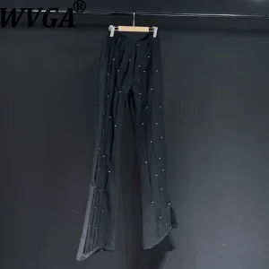 WVGA Spring Autumn New Men's Tide High Street Trendy Pleated  Straight Zipper Punk Niche Chic Casual Flared Pants Ins Y2K W13093 - AliExpress Pants