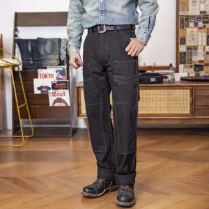 Red Tornado Herringbone Derrickman Overalls in Black Double-Knee Work Pants Men's Casual Trousers - AliExpress Pants