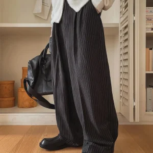 Bla Retro Striped Men's Casual Pants Spring Autumn Loose Wide Leg Long Trousers Comfortable Breathable Korean Sle - AliExpress Pants