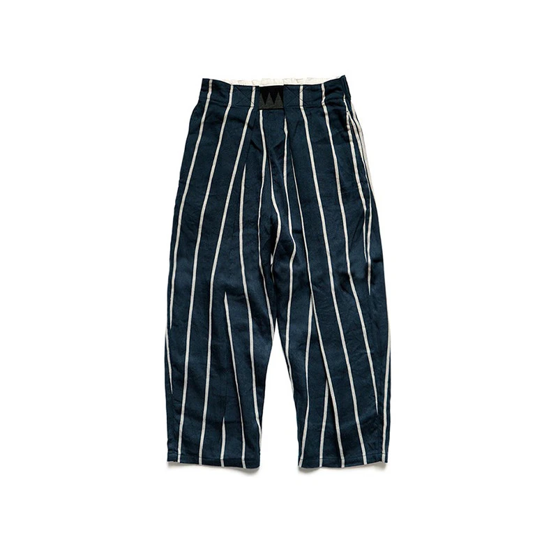 21AW KAPITAL Hirata Kazuhiro Japanese Style Trendy Two-Color Cotton and Linen Striped Breathable Casual Pants for Men - AliExpress Pants