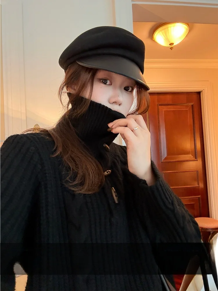 plus Size Casual High Collar Twist Knitwear Top for Women with Button Design Loose Fit Winter Faion Chinese Brand - AliExpress Sweaters&Jumpers