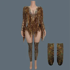 Sparkly Tassel Sexy Tight Fitting Jumpsuit Women Sexy Party Club Dance Show gig Carnival Drag Queen Performer Wear Liujinyicai - AliExpress Jumpsuits&Rompers
