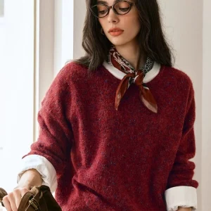 OLrain Women Fashion Sweaters 2026 Autumn O-neck Loose Fit Pullover French Casual Knitted Tops Commute Female Clothes N57QM96166 - AliExpress Sweaters&Jumpers