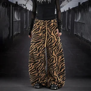 LUZHEN Tiger Skin Pattern Printed Drawstring Baggy Straight Casual Pants Men's 2025 New Fashion Street Wide Leg Trousers JY5302 - AliExpress Pants