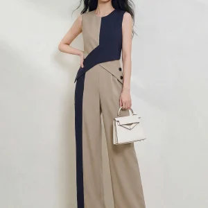 High-End Color Blo Wide Leg Jumpsuit Set Ele Two-Piece Women's Summer Faion Outfit Commute Sle Zipper High Waist - AliExpress Jumpsuits&Rompers
