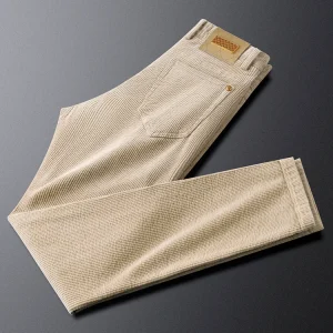 Winter Khaki Corduroy Pants Men's Slim Fit Thi Warm Plaid Pants Straight Leg Men's Casual Pants Faion Urban Sle - AliExpress Pants