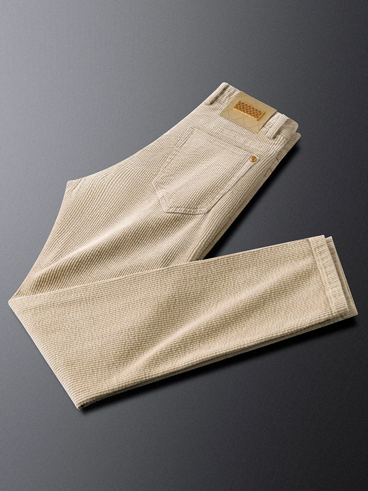 Winter Khaki Corduroy Pants Men's Slim Fit Thi Warm Plaid Pants Straight Leg Men's Casual Pants Faion Urban Sle - AliExpress Pants