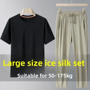plus Size Qui Dry Sports Set Men Summer New Loose Ice Silk Breathable ort Sve Casual Pants Comfortable Lightweight - AliExpress Pants