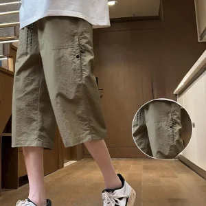 Ice Silk Men's Summer Thin Casual Loose Straight Leg orts Qui Dry Sport Pants Seven-Foot Length Comfortable Elastic Waist - AliExpress Pants
