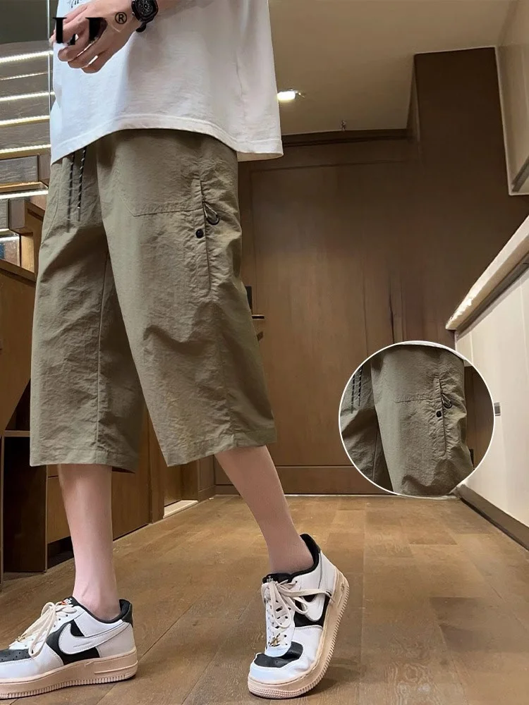 Ice Silk Men's Summer Thin Casual Loose Straight Leg orts Qui Dry Sport Pants Seven-Foot Length Comfortable Elastic Waist - AliExpress Pants