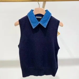 S Home South Oil High End Women's Denim Patchwork Knitted Vest Top for Autumn Season Ladies Faion Commute Sle Slim Fit - AliExpress Sweaters&Jumpers