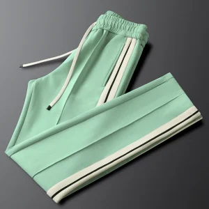 Light green men's and women's side striped casual sports pants men's autumn and winter slim slim feet cotton sweatpants - AliExpress Pants