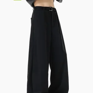 Black Wide Leg Pants Men's Loose Fashion Casual Trousers Trendy Brand Style Straight Leg Pants Casual Wear Polyester Fiber - AliExpress Pants