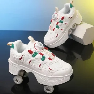2026 Fully automatic deformable four-wheel sports walking shoes high-top dual-purpose roller skates roller skates kids Gift - AliExpress Sneakers