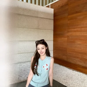 Bankelili Chestnut a Early Spring Women's Svel Knitted Vest T-irt Floral Embroidery Casual Soft V-ne Top - AliExpress Sweaters&Jumpers