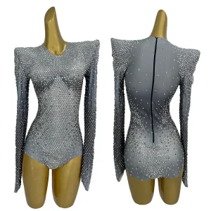 Women Sexy Sparkly Full Crystal Long Sleeves Bodysuit Dancer Performance Leotard Rhinestone Club Party Singer Stage Outfit Duyin - AliExpress Jumpsuits&Rompers