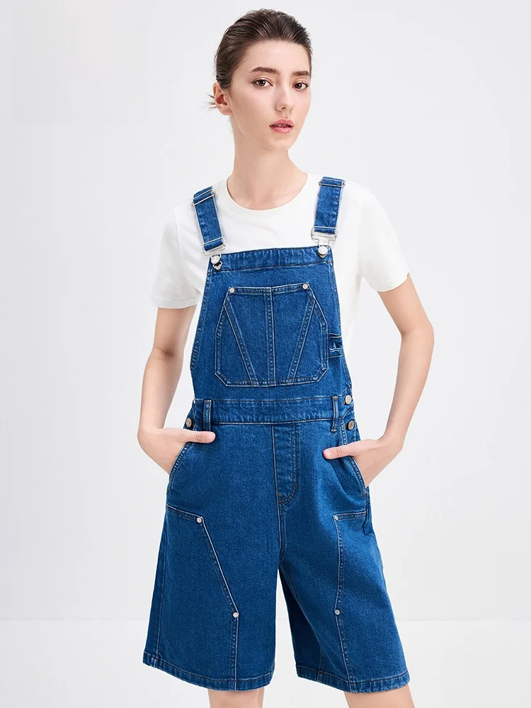 Navigare Blue Denim Overalls Women's Summer Casual Five-Point Strap Pants Cotton Straight Leg Jumpsuit Commute Sle - AliExpress Jumpsuits&Rompers