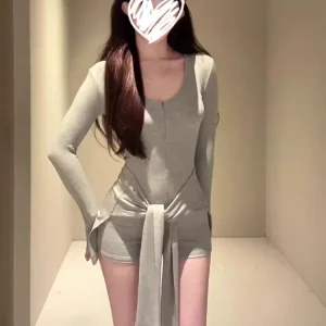 Ele V-Ne Long Sve Onesie Women's Spring Autumn New Outwear awl Waist Belted orts Two-Piece Set High Waist ort ... - AliExpress Jumpsuits&Rompers