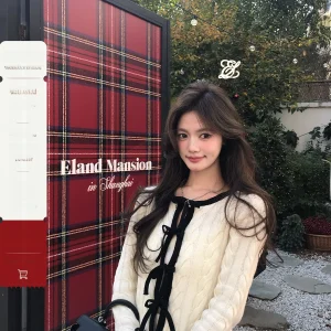Princ Sle Color Blo Knitted Cardigan with Ribbon Casual round Ne Loose Fit Women's Winter Sweater Thi Long Sve - AliExpress Sweaters&Jumpers