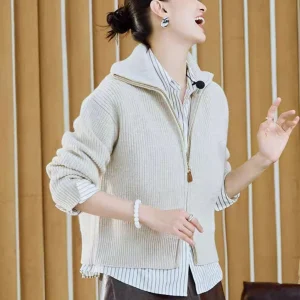 Ladies Soft Cozy Knitted Cardigan Sweater Double Zipper Lazy Sle Autumn Winter New Arrival Faion Commute Loose Fit Long S... - AliExpress Sweaters&Jumpers