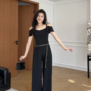 Cool Commute High Waist Long Pants One-Piece Suit Zhaang a Xing Slimming Bamboo Le Hem Strap Design Busin Casual Jumpsuit - AliExpress Jumpsuits&Rompers