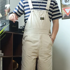 American Retro Workwear Overalls Shorts Summer Five-Quarter Loose Straight Leg Work Pants Jumpsuit Unisex Youth Casual Pants - AliExpress Pants