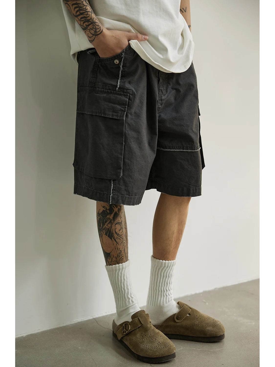 LH Store Heavyweight Waed Vintage Workwear orts Loose Casual Japanese Sle Five-Quarter Length Straight Leg Cotton Summe... - AliExpress Pants